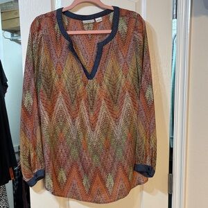 Liz Claiborne Chevron Pattern Blouse - Multicolor